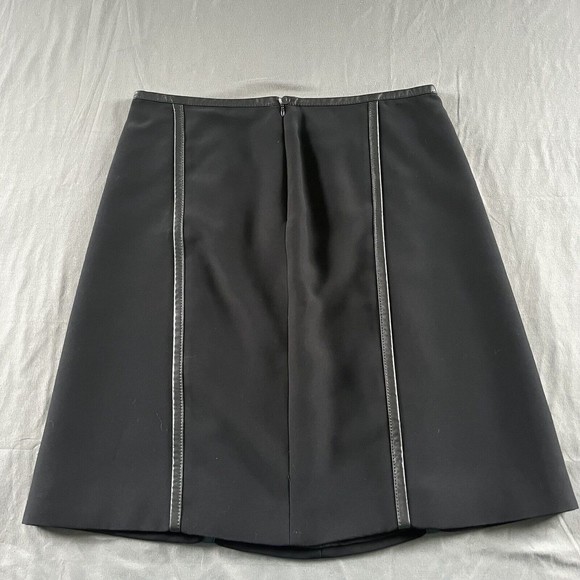 Prada Silk Skirt Calf Skin Leather Trim - Picture 6 of 9